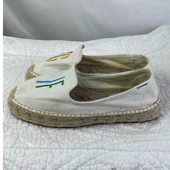 Soludos Women 8.5 Cream Espadrilles Slip On Summer Vacation Loafer with TGIF - Picture 8 of 10